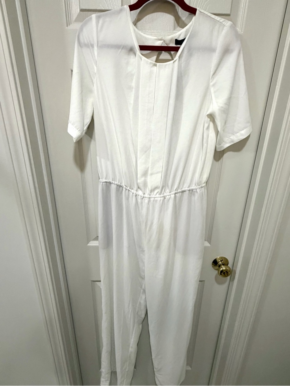 BCBGMaxAzria White Short-Sleeve Jumpsuit